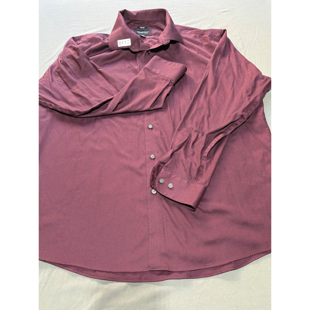 Awearness Kenneth Cole Mens 18 34/35 Burgundy Non-Iron Slim Fit Dress Shirt